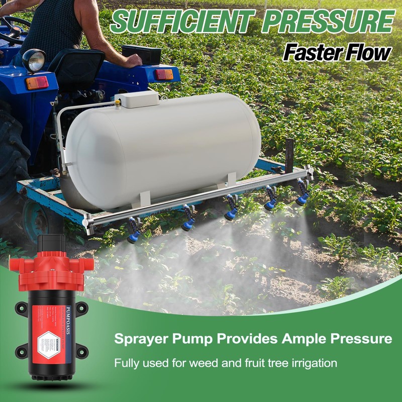 12V Pump, 2.5gpm-8amp-60psi, Chemical and Corrosion Resistant, Compatible with Roundup,