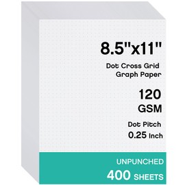 Sabary 400 Sheets Dot Cross Grid Graph Paper 8.5 x 11 Inches Letter Size Grid Paper Unpunched Refills Graph Paper Large Grid for Planning Bullet Journaling Thick Paper Smooth, White (Classic Style)