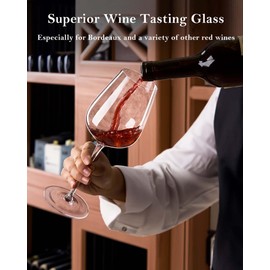 JBHO Hand Blown Italian Style Crystal Bordeaux Wine Glasses - Great Gift Packaging - Red Wine Glasses Lead-Free Premium Crystal Clear Glass - Set of 2-18 Ounce