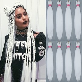 AQINBEL White Braiding Hair 8 Bundles/Pack Braiding Hair 26" Braiding Hair Pre Stretched Itch Free Crochet Twist Braids Hair Yaki Texture Hair for Braiding Extensions for Women (White)