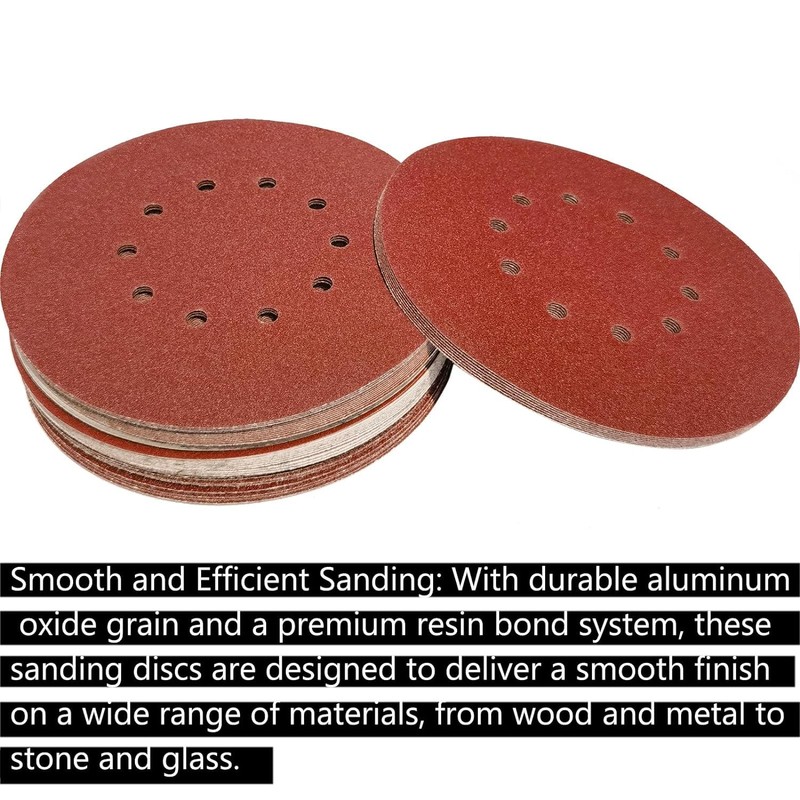 SACKORANGE 50 Pack 9-Inch 10 Hole 40 Grit Hook-and-Loop Drywall