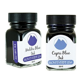 Monteverde 60ml Core Fountain Pen Ink Bottle (30ml Malibu Blue Ink Bottle G309MU, 30ml Capri Blue Ink Bottle G309CB)