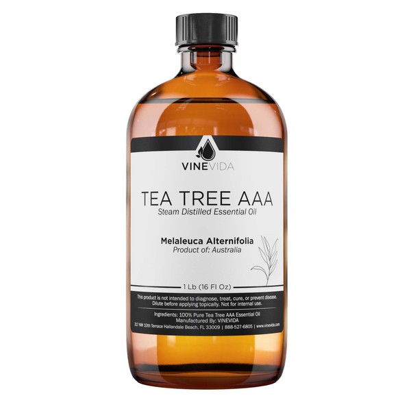 VINEVIDA Tea Tree Essential Oil 16 oz - Undiluted Tea Tree Oil 16 oz - Tea Tree Candle Oil Scent - DIY Candle Scents for Candlemaking - Bulk Essential Oil for Soap Making Safe for Skin