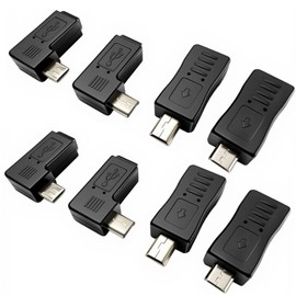AJDPOI 8 Pack Mini USB 5Pin Male/Female to Micro USB Male/Female Extension Connector Adapter 90 Degree Left & Right Angled Data Sync Power Adapter