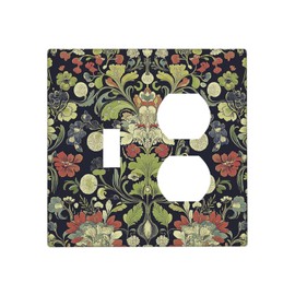 Donecmminery Wallplates Vintage Floral Dark Green Morris Flower 1 Toggle 1 Duplex Switch Plate Electrical Gfci Faceplate Decorative Light Switch Covers For Farmhouse Home Decor