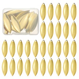 PATIKIL Fishing Lure Blades, 40 Pack 1.6" x 0.5" Fishing Spinner Baits Willowleaf Lure Spinner Making Part with Plastic Storage Box for Bait Accessories, Gold Tone