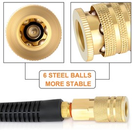 GASHER 1/4'' x 100FT Reinforced Polyurethane Air Hose, Maximum Working Pressure 300PSI,Composed of Brass And Blue PU hose, Easy to Install