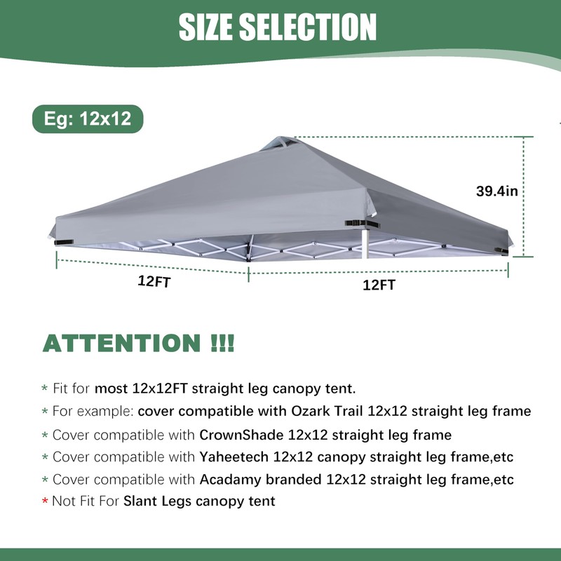 SCOCANOPY Replacement Top with Air Vent and Buckle for 12x12