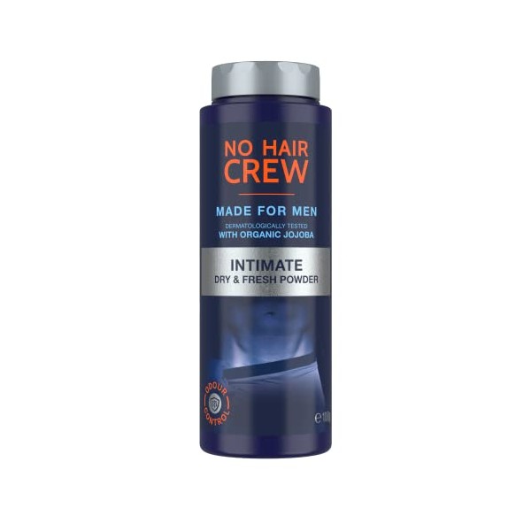 No Hair Crew | Intimate Dry & Fresh Body Powder for Men | Sweat Defense and Odor Control Deodorizer | 3.5 oz