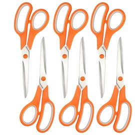 Black-Pink Scissors Bulk, Rkqoa 8" All Purpose Scissors Pack of 6 - High Performance and Designed for Everyday use, Stainless Steel Scissors with Comfort Grip, Right/Left Handed
