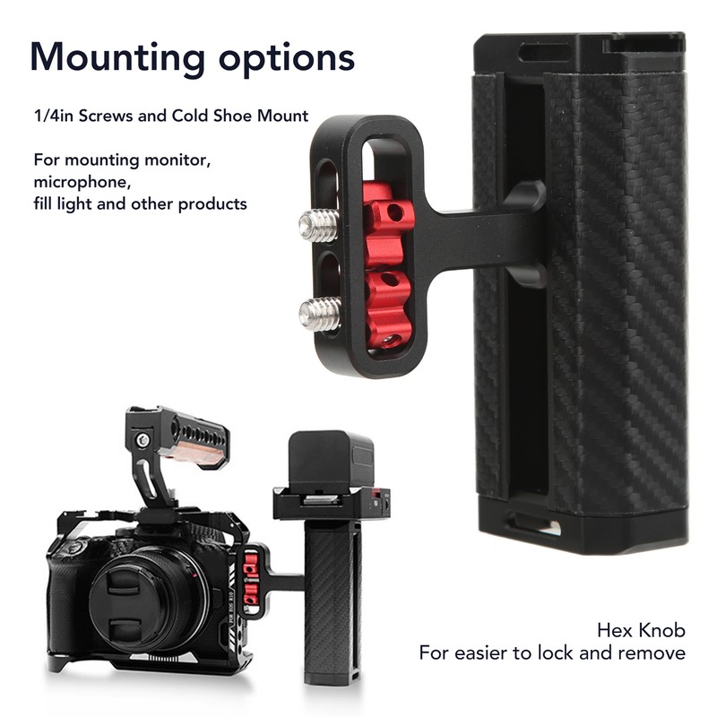 Camera Side Handle Handgrip Aluminum Alloy with 1/4in Screws For