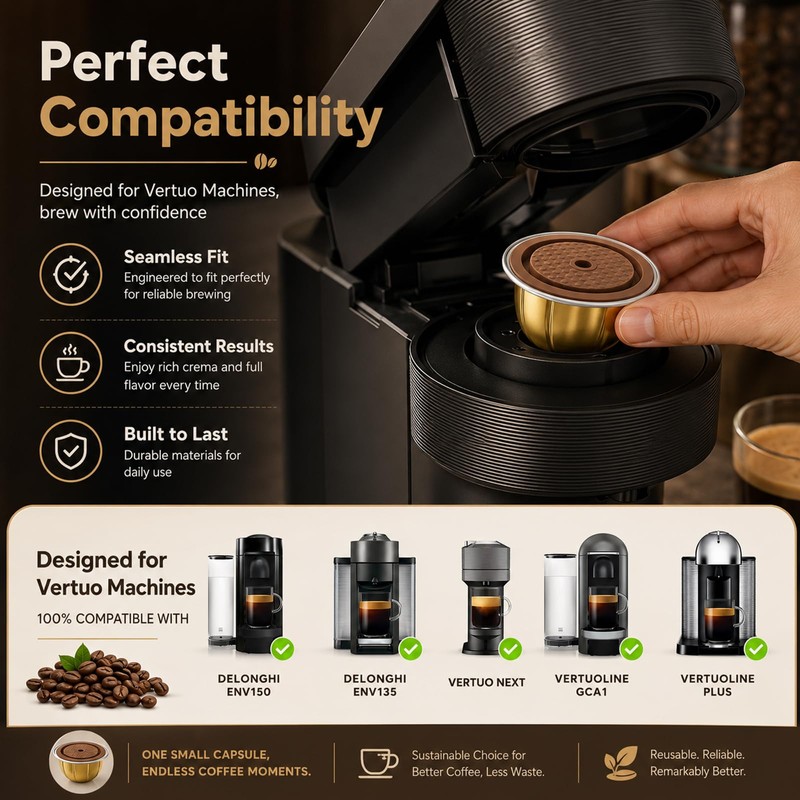 G1 80ml Aluminum Reusable Coffee Pods, 2-Pack with 2 Brown