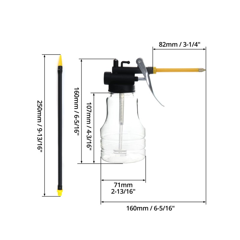 QWORK® Transparent Oil Can, High Pressure Pump Oiler with 2
