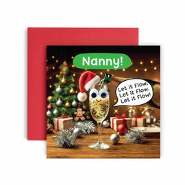 Huxters Christmas Cards for Women – Let it Flow Christmas Nanny Happy Christmas Card for Christmas Holiday – Nanny Christmas Card with Lovely – Funny Christmas Card (Nanny)