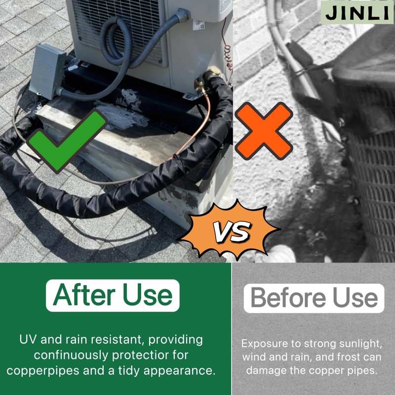 JINLI 3-Layer 600D Oxford HVAC Pipe Insulation Cover, 72x10.2 Inch