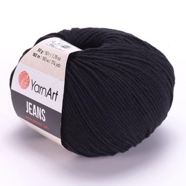 Yarnart Jeans Yarn, Amigurumi Cotton Yarn, Cotton Yarn Crocheting, Knitting Yarn, amigurumi Cotton Yarn, Turkish Yarn, 55% Cotton – 45% PAC (Poliacrylic) Color (53) Black