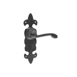Designer Levers - Fleur-De-Lis Lever Door Handle - Antique Black - 1 Pair - Fixings Included - Latch - 190mm - Interior/Exterior Use
