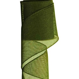 Meseey - Cinta de arpillera verde musgo con alambre de 4 pulgadas x 10 yardas, cinta de yute rústica para decoración de bodas, manualidades de granja, coronas y envoltura de regalo ecológica