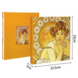 Photo Album Small 10 x 15 cm / 4 x 6 Inches 200 Photos, Oil Painting Theme Photo Album with Writing Space, Photo Albums for Inserting, Memory Book Wedding Baby Shower, Alphonse Mucha Artwork (The
