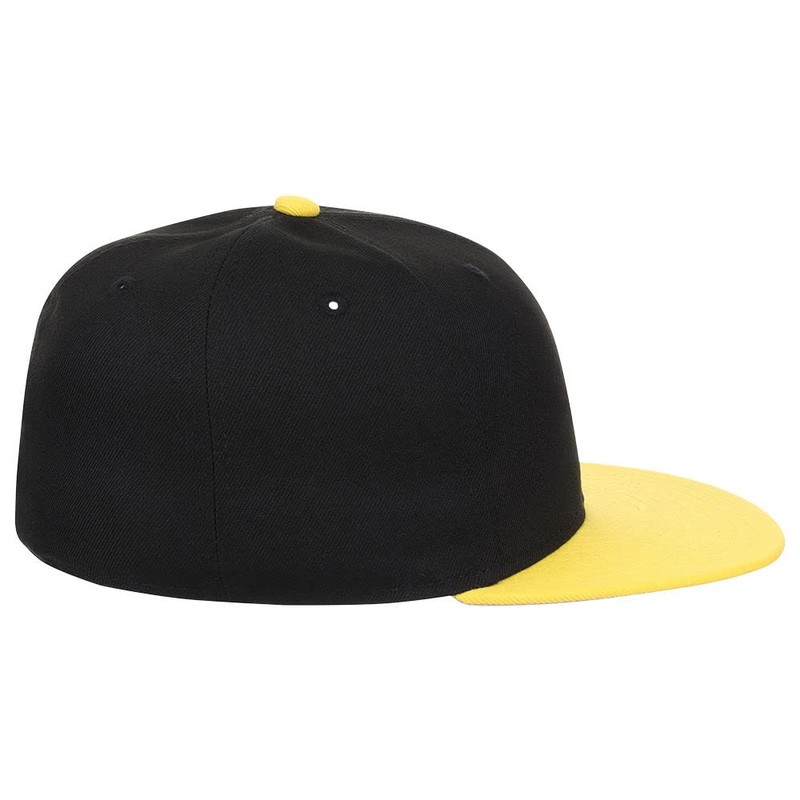 Lids Blank Full Court w/Colored Under Visor Fitted Cap Black/Yellow