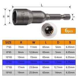 TXXATX Hexagonal Sockets 13 mm Magnetic Hex Bit Set Socket Adapter 1/4 Inch Socket Adapter Set Socket Wrench Insert for Cordless Screwdriver Socket Wrench