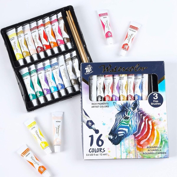 TBC Watercolour Paint Set, Professional Painting Supplies Set 16 x