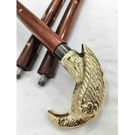 Generic Edgar Allen Poe's Mystic Raven Gold Plated Crow Handle Brown Rosewood Unisex Nautical Canes and Wooden Brown Brass Inlay Derby Cane Raven Walking Stick for Men & Women Unisex Gift (Gold Raven)