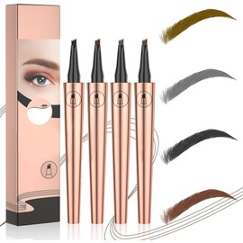 Lápiz de Cejas Microblading 2 Piezas, Punta Horquilla 2026, Pluma 3D Impermeable para Contorno con Efecto Natural (4 pcs)