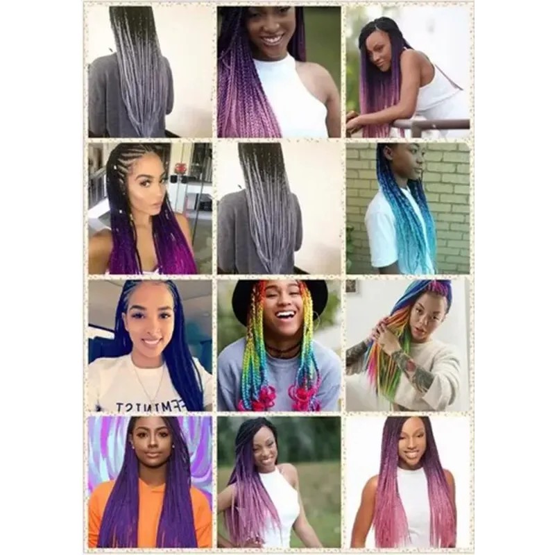 2 Pzs Extensiones De Trenzas Africanas Kanekalon Color 1#-Negro