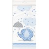 Blue Elephant Boy Baby Shower Plastic Tablecloth, 84" x 54"