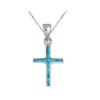 Gem And Harmony Lab Created Blue Opal Cross Pendant Necklace