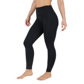 90 Degree By Reflex High Waist Fleece Lined Leggings with Side Pocket - Yoga Pants - Black with Pocket - XXL