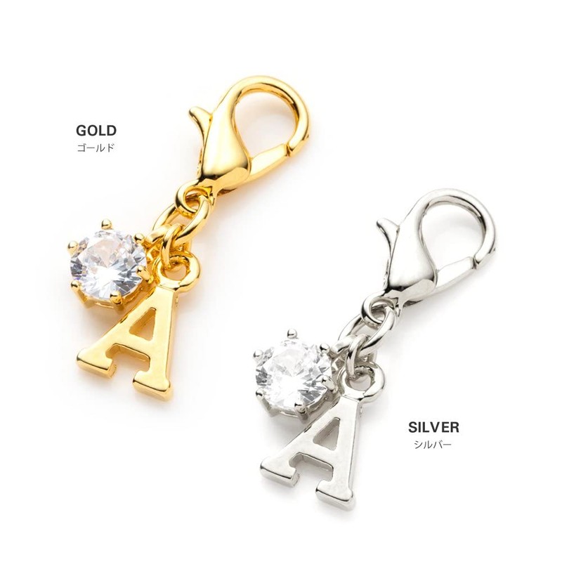 Cream dot. Charm, 18k Coated, Initial, Alphabet, Cubic Zirconia, Single