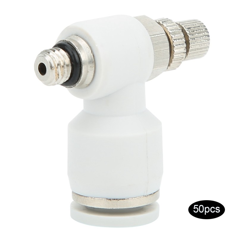 50Pcs Air Flow Control Valve Pneumatic White Adjustment Durable Quick