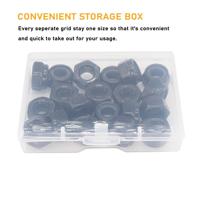 binifiMux 50Pcs M3-0.5mm Black Zinc Plated Nylon Lock Nuts Inserted