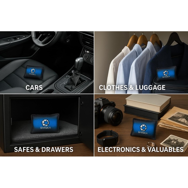 BARSKA Rechargeable Desiccant Dehumidifier - Safe Moisture Absorber for Home