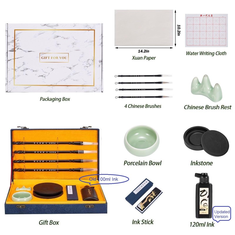 Corciosy Chinese Calligraphy Brushes Set,Professional Sumi Water Writing, Japanese Painting