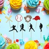 24 piezas de adornos para cupcakes de béisbol, con purpurina,