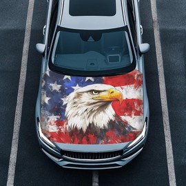 Rarucativ Flag Eagle American Hood Flag Cover Stretch Polyester Fabric Cover Car Hood Cover Protector Easy Installation Removable Automotive Accessories Suitable for Cars