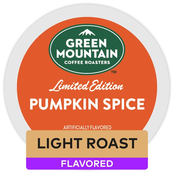 Green Mountain Coffee Roasters Pumpkin Spice, Single-Serve Keurig K-Cup Pods, Flavored Light Roast Coffee, 24 Count