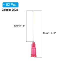 PATIKIL 25Ga Dispensing Needles, 52PCS 1.5 Inch Industrial Blunt Tip Dispensing Needle Tips with Luer Lock Needle for Refilling Liquid Inks Adhesive Glue Oil,Red