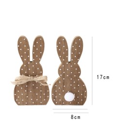 YIEUR Pack of 2 Easter Bunny Wooden Figures Stand, Easter Bunny Decoration, 17 cm Easter Decoration, Rabbit, Easter Bunny, Wood for Standing Outside, Table Decoration, Garden Decoration (Brew)