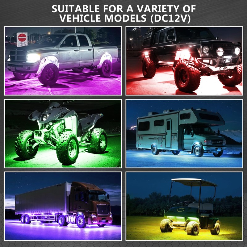 8Pods Segmented Alloy RGB LED Rock Lights for Jeeps Trucks