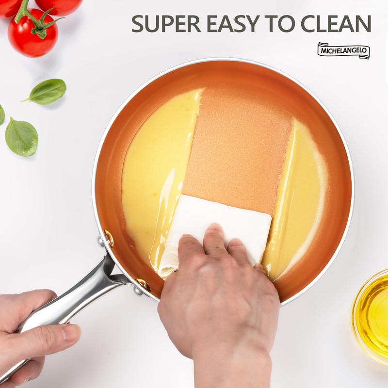 MICHELANGELO Saucepans, 2QT & 3QT Copper Saucepan Set With Non-stick