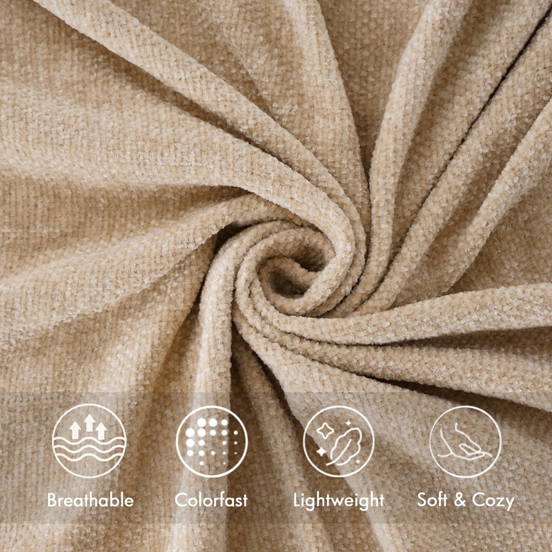 BATTILO HOME Beige Throw Blanket for Sofa Bed Couch Chair,