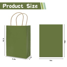 Whaline 24Pcs Sage Green Party Favor Bags Paper Gift Bags with Handles Candy Goodie Treat Bags with 30 Sheets Wrapping Tissue Papers for DIY Crafts Birthday Wedding Party Supplies