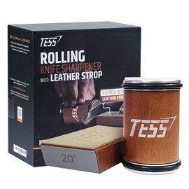 Rolling Knife Sharpener Tool Kit, Comes with Original Leather Strop - Rolling Sharpening Kit for All Kitchen Knives, Perfect 15° & 20° Magnetic Angles with 400 Diamond & Ceramic Disc Razor Sharp Edges