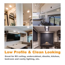 RV Interior LED Puck Light, 12V Surface Mount Ceiling Dome Light, 12 Volt Overhead Down Light for Camper Van Coach Travel Trailer Boat Truck Caravan Interior Lighting, 4 Pack (4000K Neutral White)