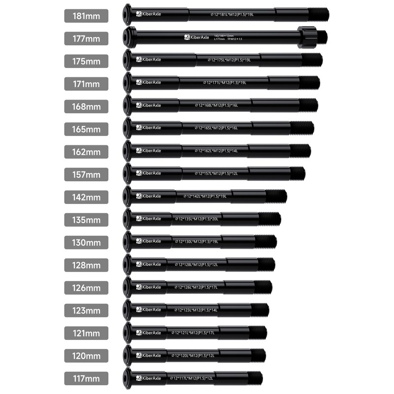 KiberAxle 12mm Thru Axles for Bike Forks and Rear Shock,