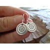 ✿ Small mandala disc 925 silver earring, real silver hook